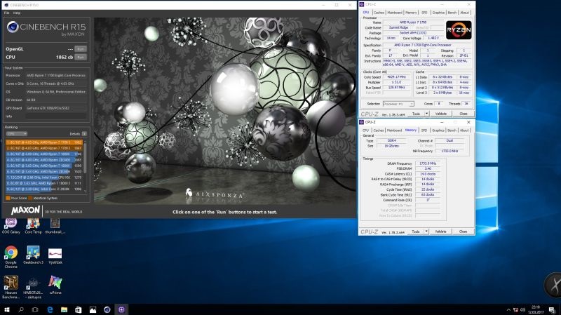 benchmark Cinebench R15; test stability
